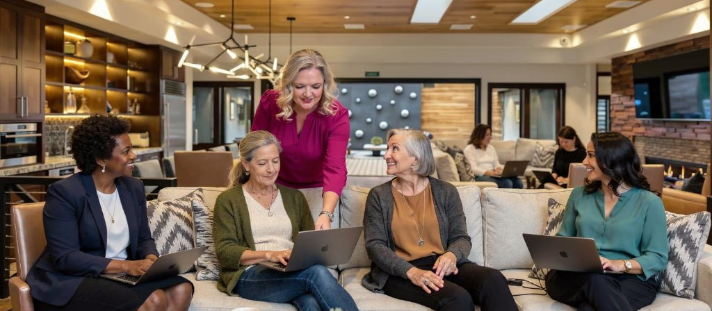Unleash Your Time: Your business runs on you. Let's change that. Karrie Christen leading a full group of women building at the Unleash Your Time workshop